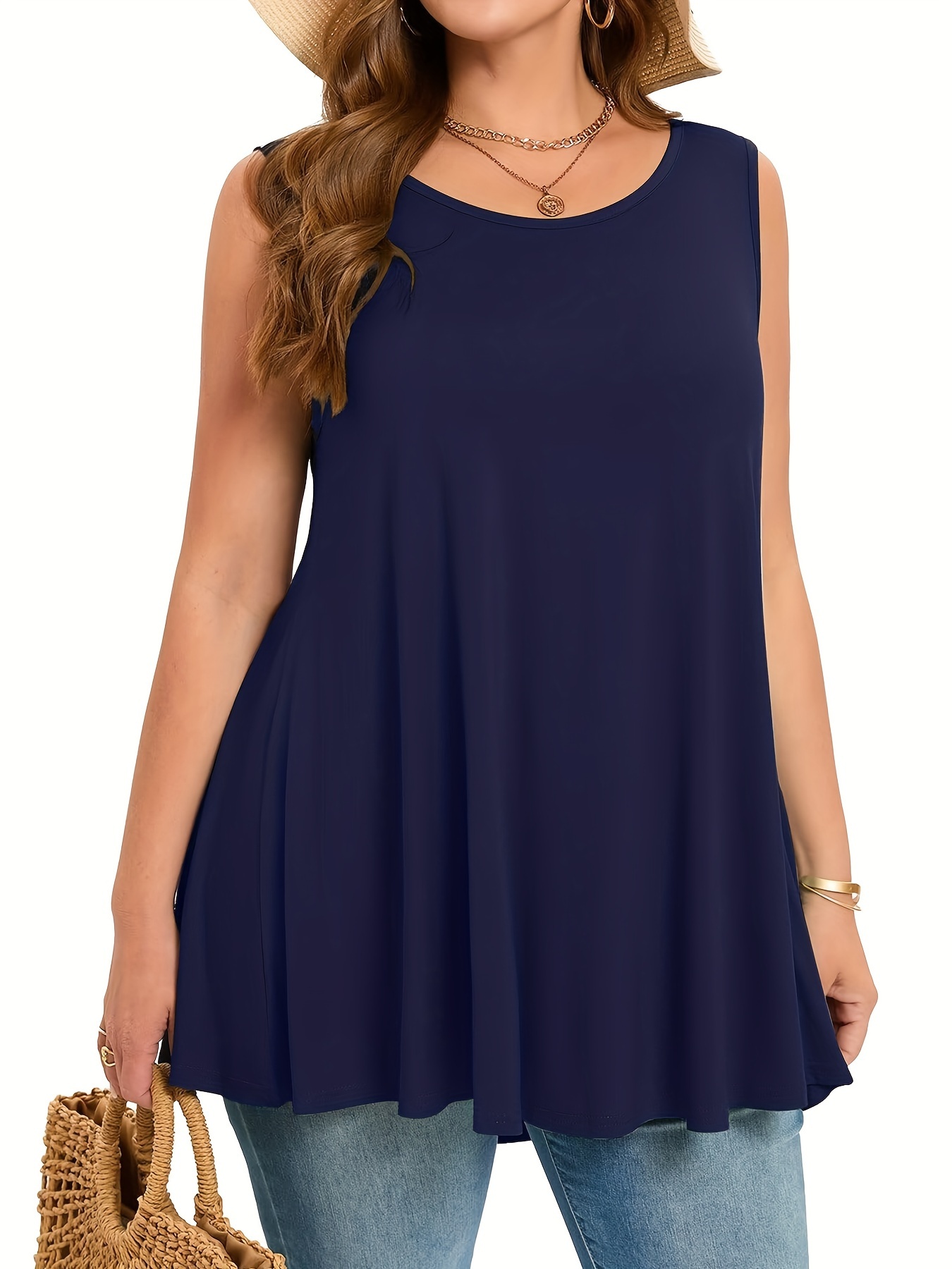 Summer Clothing Plus Size Women - Canotta semplice e solida taglie forti