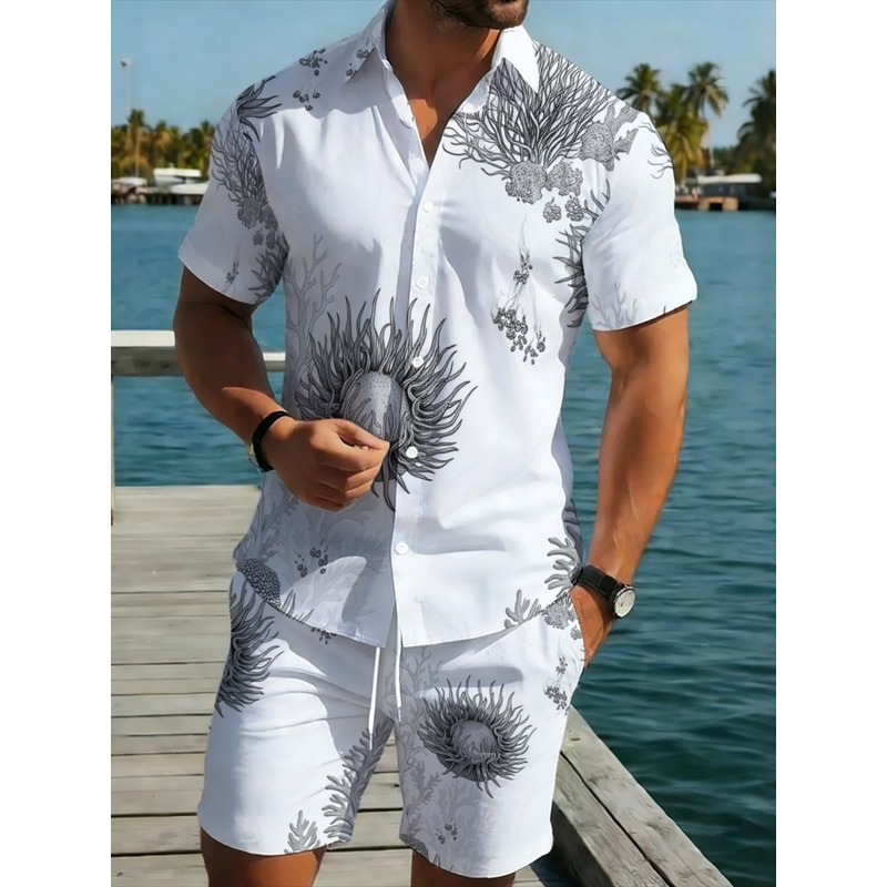 Beach Shirt Hawaiian - Set Camicia Hawaiana Floreale e Pantaloncini