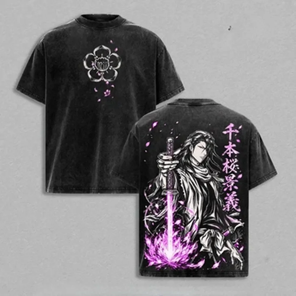 Vintage Summer Clothing Men - T-shirt Kuchiki Byakuya BLEACH Anime Vintage