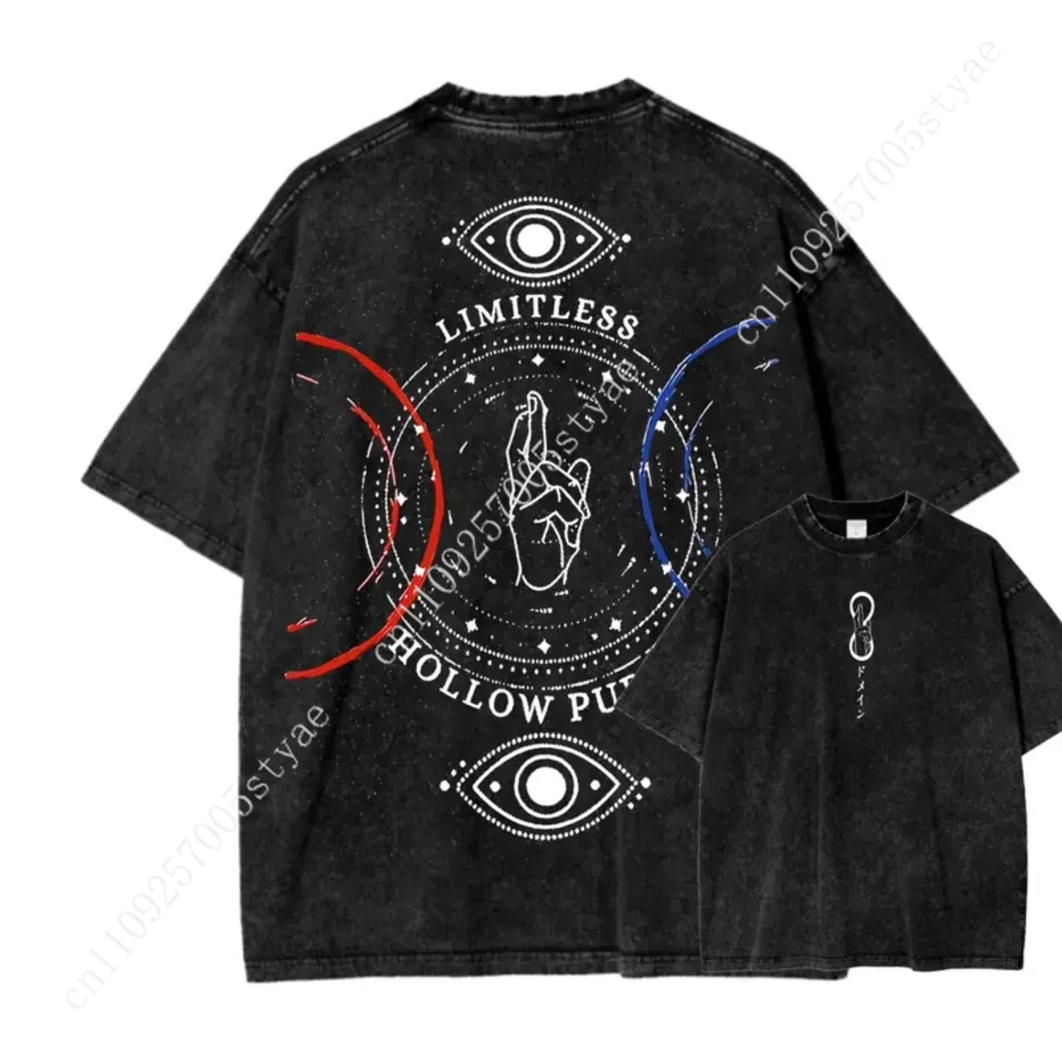 Vintage Summer Clothing Men - T-shirt con Stampa Anime Gojo Satoru,