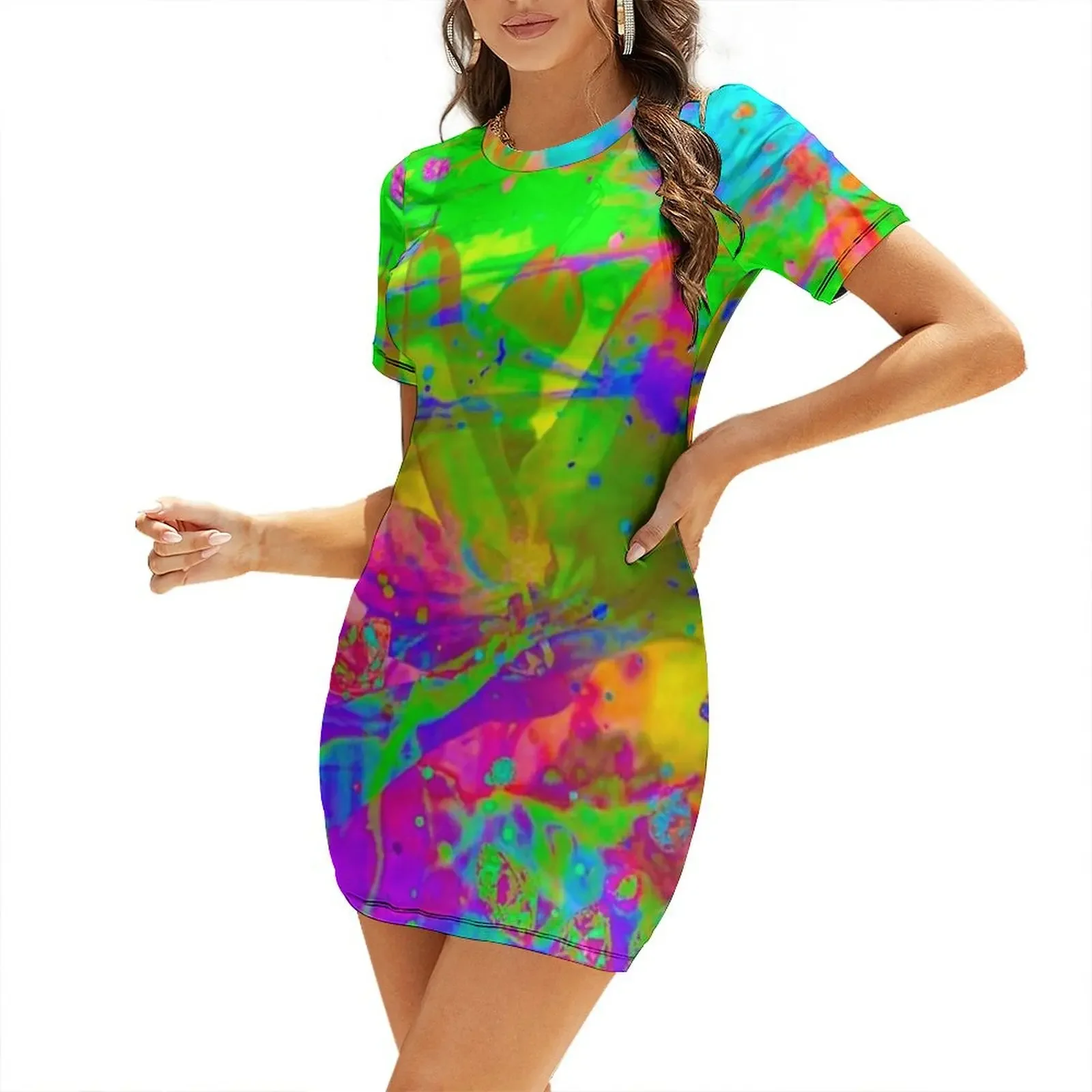 Summer Clothing Trends For Women - Abito a maniche corte Neon Florals