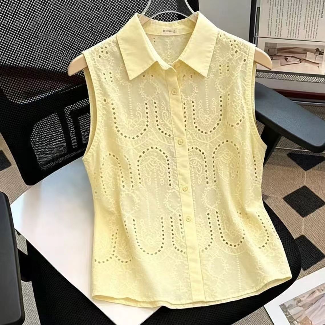 Summer Clothing Trends For Women - Camicetta Estiva Senza Maniche con Bottoni,