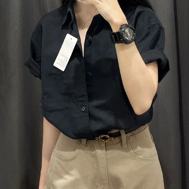 Summer Clothing Trends For Women - Camicia Coreana a Maniche Corte con