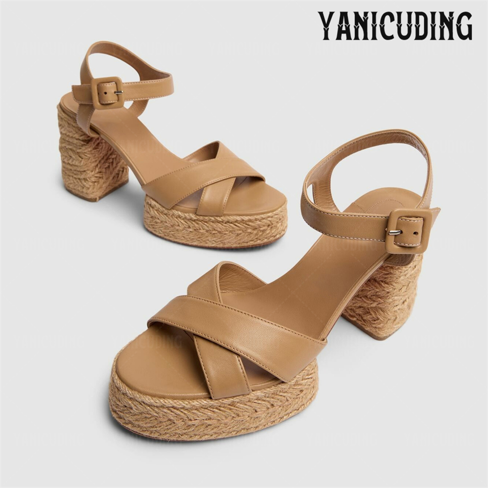 Espadrille Sandal Women - Espadrillas con plateau in iuta intrecciata