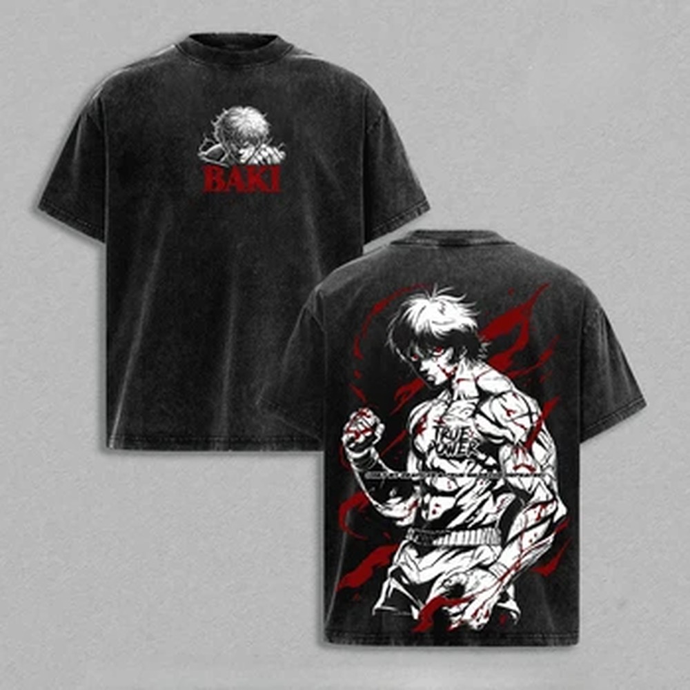 Vintage Summer Clothing Men - T-shirt Anime Giapponese Baki, Stile Gotico