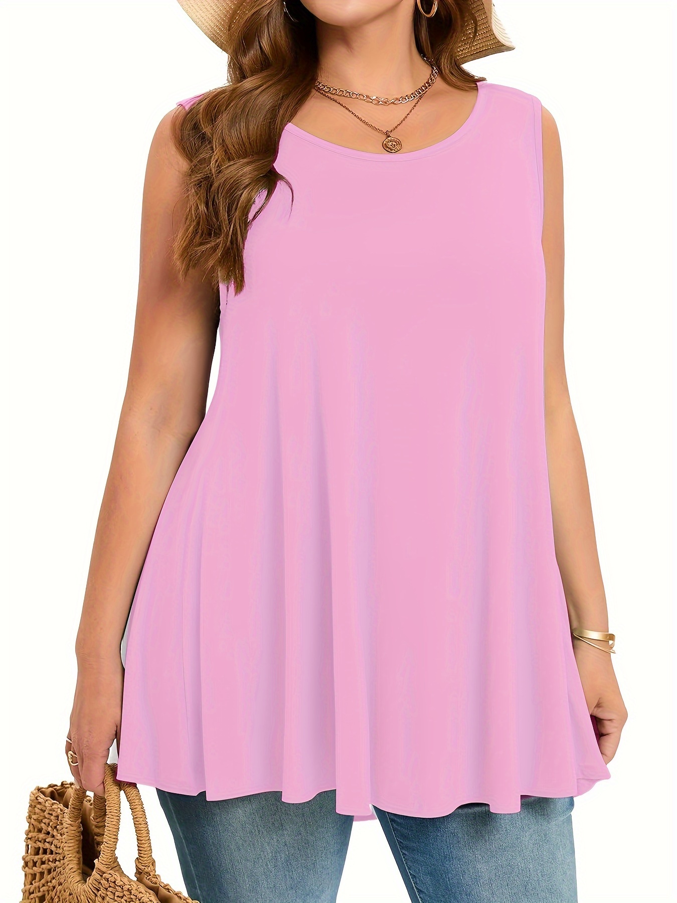 Canotta semplice e solida tagl - Summer Clothing Plus Size Women recensione e prezzo